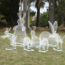 铁艺镂空兔子摆件网格海豚小鸟松鼠雕塑户外园林景观大型动物造型