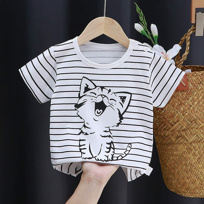 Children's Short-Sleeved T-shirt Cotton Girls' Summer Clothes Baby Baby Children's Summer Clothing 2022 Boys' Tops One Piece Dropshipping