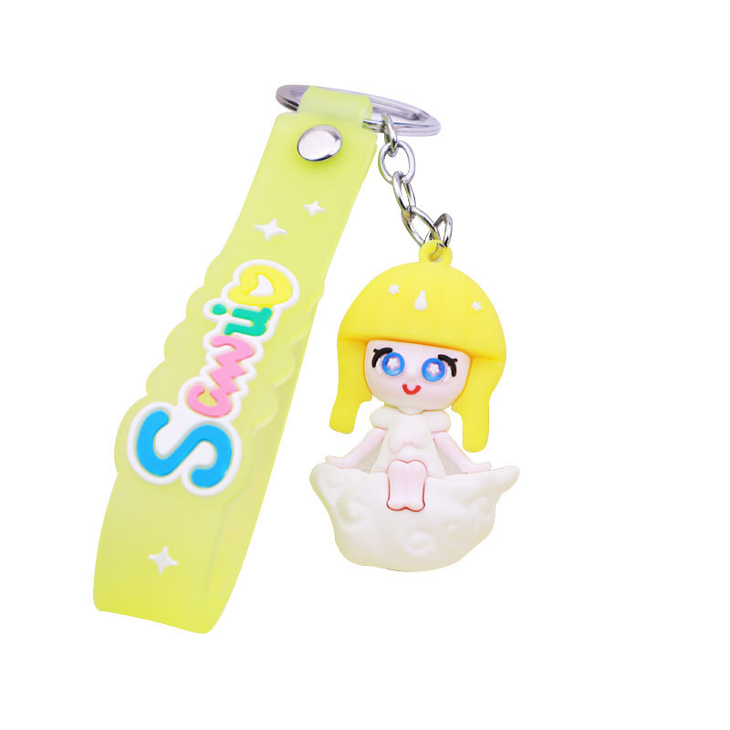 Cute Cartoon Dumpling Girl Keychain Pendant Doll Accessories Creative Cartoon Ornaments Push Small Gift Wholesale