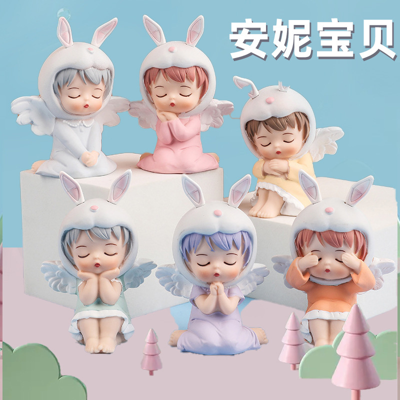 安妮宝贝天使搪胶摆件盲盒手办公仔蛋糕甜品装饰圣诞节送女生礼物