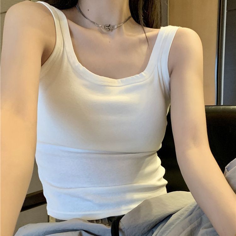 square collar vest women‘s outer wear with chest pad wrapped chest tube top without steel ring seamless anti-exposure bottoming white top