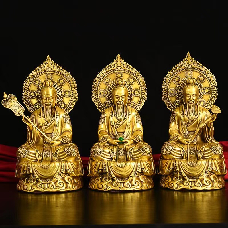 黄铜三清道祖摆件神像太上老君铜像道德天尊客厅供奉元始-阿里巴巴