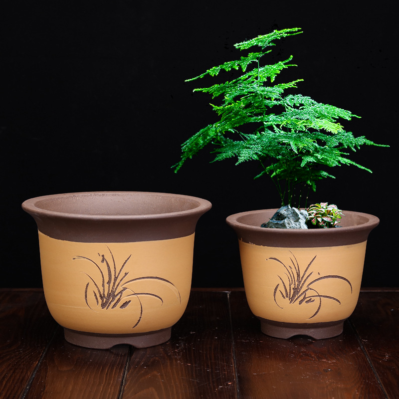 特大号陶瓷紫砂花盆特价清仓批发粗陶陶土君子兰花老桩盆栽盆景盆