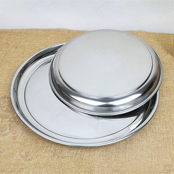 不锈钢盘子圆形大圆盘浅盘平盘烧烤盘碟平底菜盘水果盘大托盘底盘