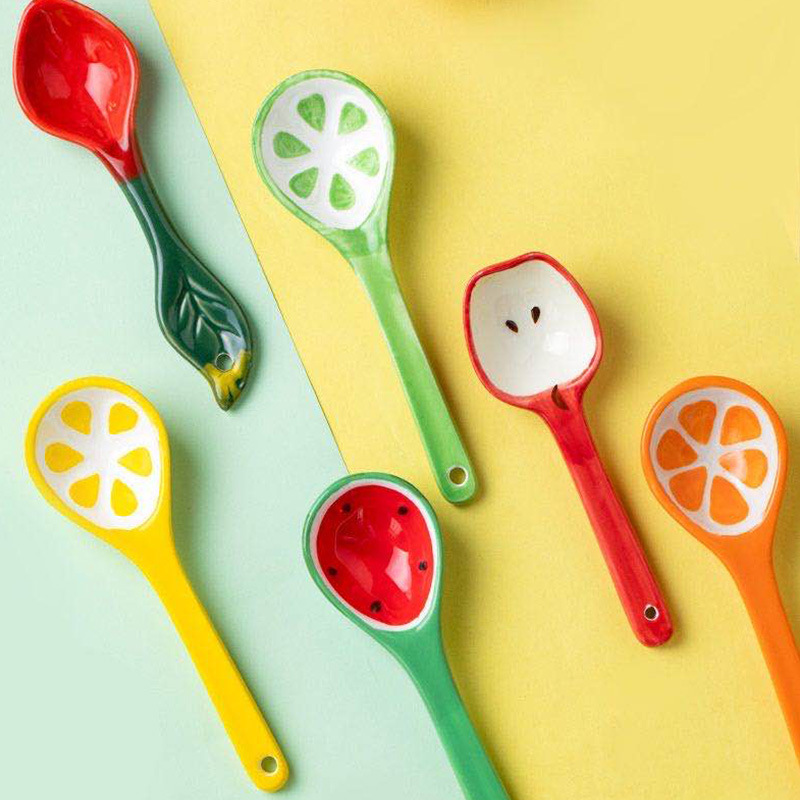调羹汤勺勺儿童可爱西瓜陶瓷餐具陶瓷勺子餐具家用水果冰淇淋勺饭