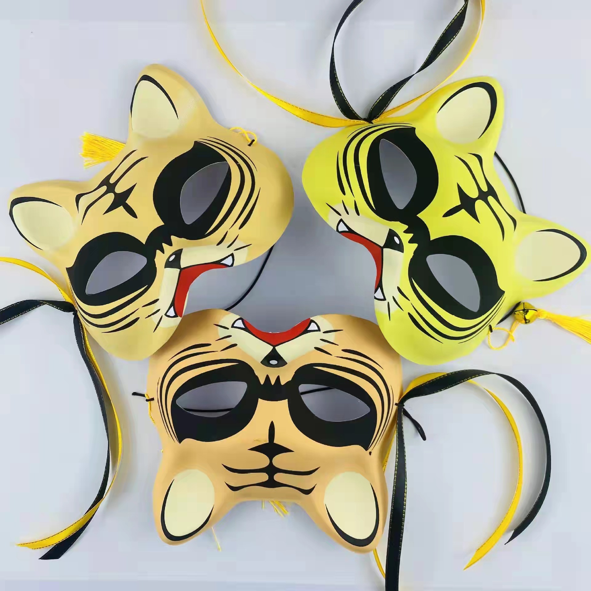 新款老虎面具狐狸猫虎头发光虎猫面具搞怪舞会整蛊道具景区热卖