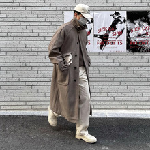 韩国穿搭H型设计中长款毛呢大衣高级感冬季加厚外套韩版呢子风衣