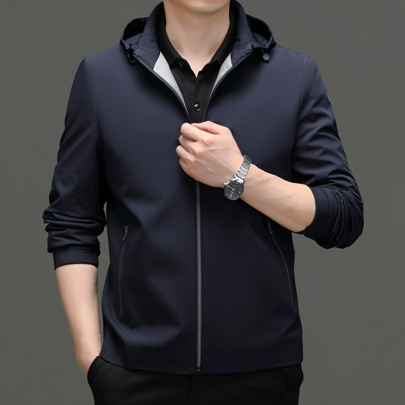 Jacket Men's Spring and Autumn 2023 New High-End Business Casual Men's Clothing Detachable Hooded Middle-Aged Shirt Coat Dad Wear