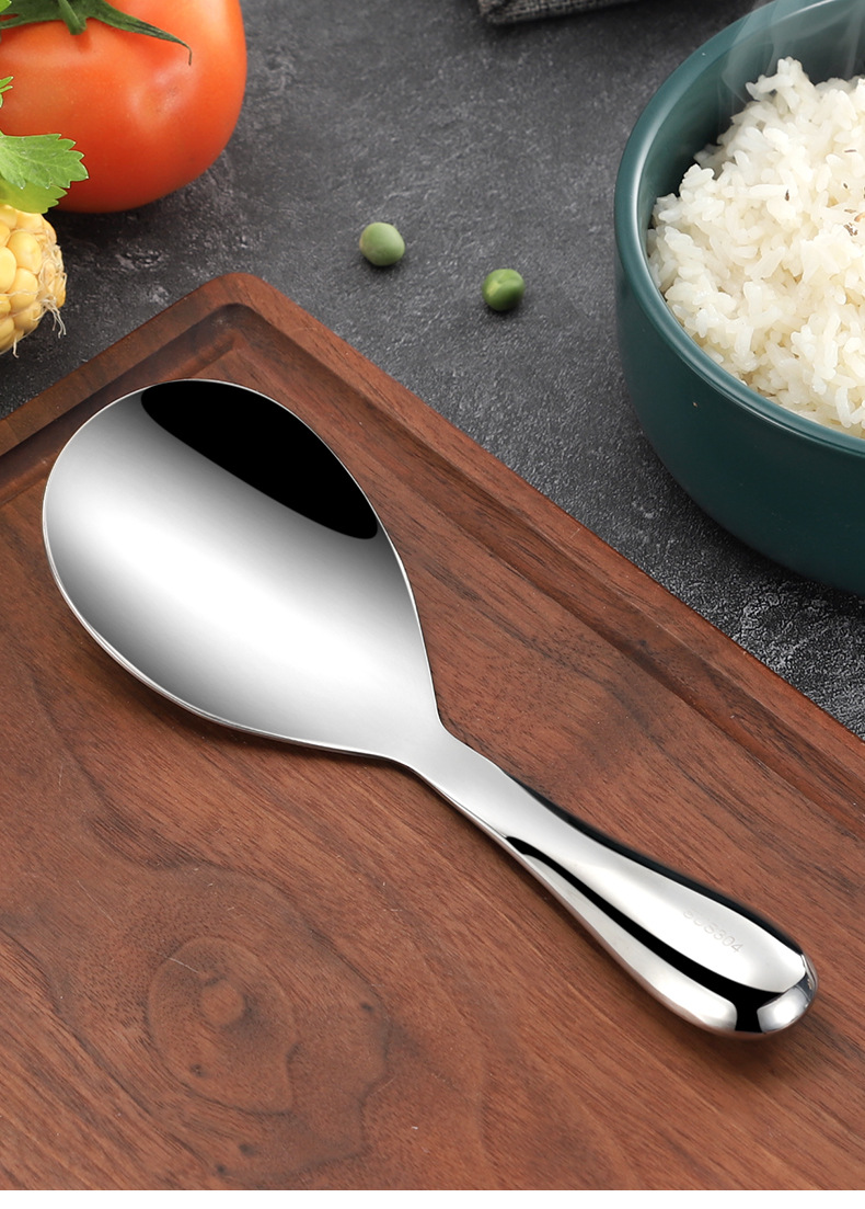 304不锈钢饭勺盛米勺食堂打饭勺分菜分餐公勺厨房工具 可定制logo