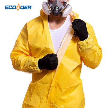 econder ppe耐酸碱化学连体防护服全身防化服实验室防尘服喷漆工