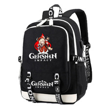 跨境 Genshin原神动漫周边双肩背包USB大容量学生书包商务电脑包