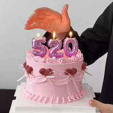 20情人节网红唯美蛋糕装饰品摆件情侣告白女神520数字蜡烛插件