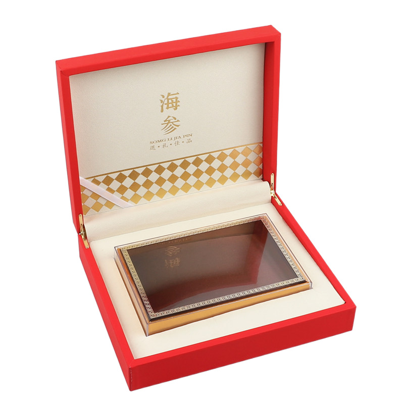 红色海参礼品盒海参包装盒一斤透明内盒空礼盒干海参皮盒手提袋子