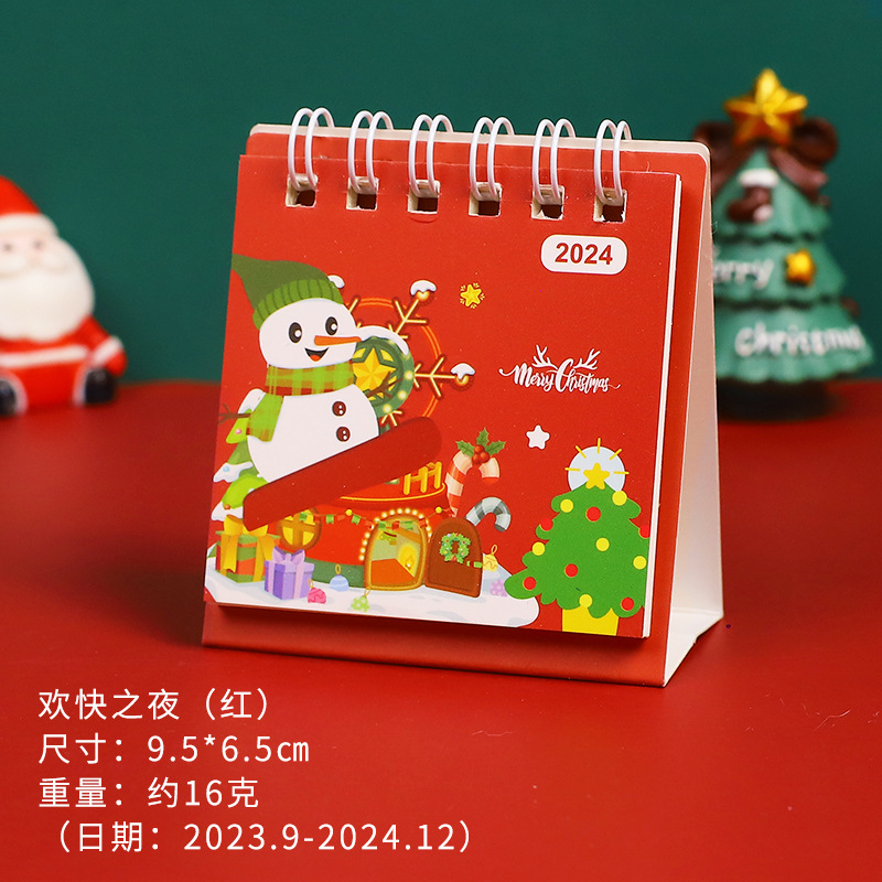 2024 Cartoon Christmas Desk Calendar Cute Mini Small Desk Calendar Desktop Decoration Student Calendar Christmas Gift