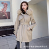 2022 winter Cross border Ladies Overcome young Mid length version Rabbit hair leather and fur Internal bile Removable coat overcoat