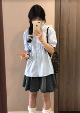 韩系学院风甜妹减龄穿搭衬衫女春夏设计感小个子休闲宽松外套上衣