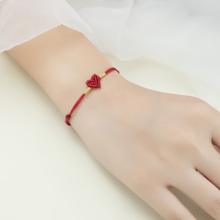 爱心手链情侣绳编织diy手工礼物红绳手链编织手工手环