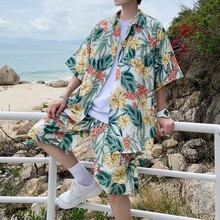 沙滩裤男速干夏季宽松三亚海南旅游套装冰丝潮牌大裤衩海边花短裤