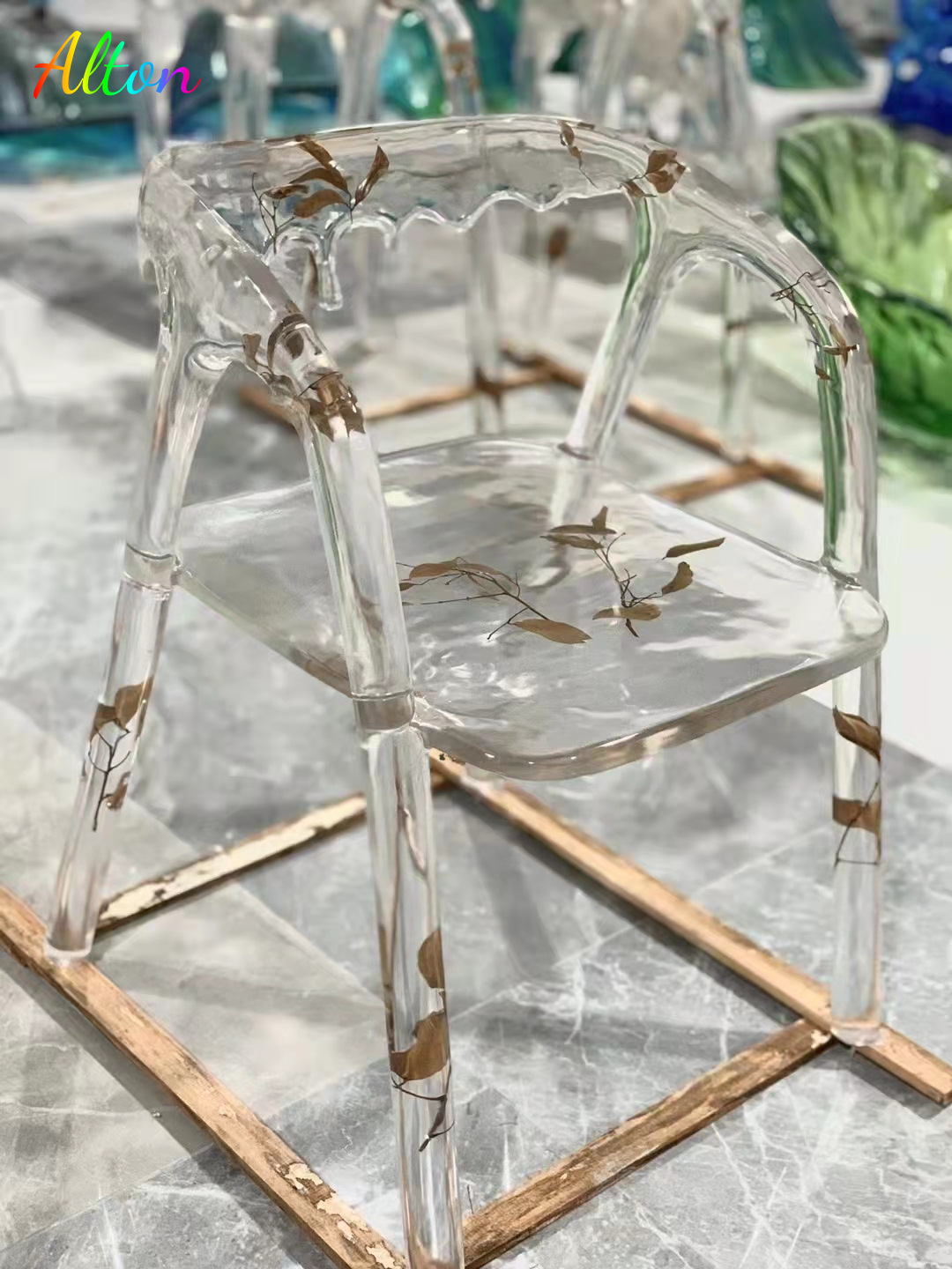 设计师椅子环氧树脂透明水滴创意艺术扶手椅雕塑餐桌椅子水晶坐凳