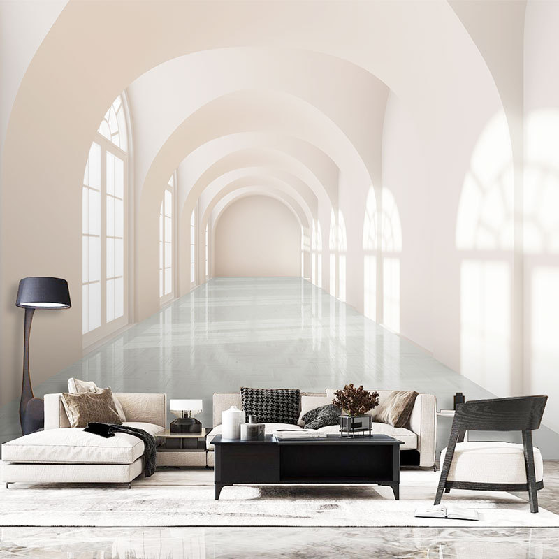 3d玄关延伸视觉空间墙纸客厅办公室欧式拍照显大直播背景墙壁纸