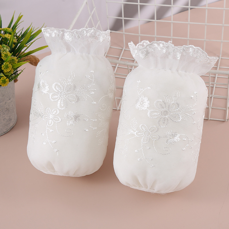 蕾丝袖套女2023新款纯色短款花边套袖网红羽绒服防污高颜值袖头