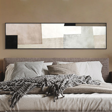 现代简约黑白灰抽象卧室装饰画主卧房间挂画横版床头壁画客厅画画