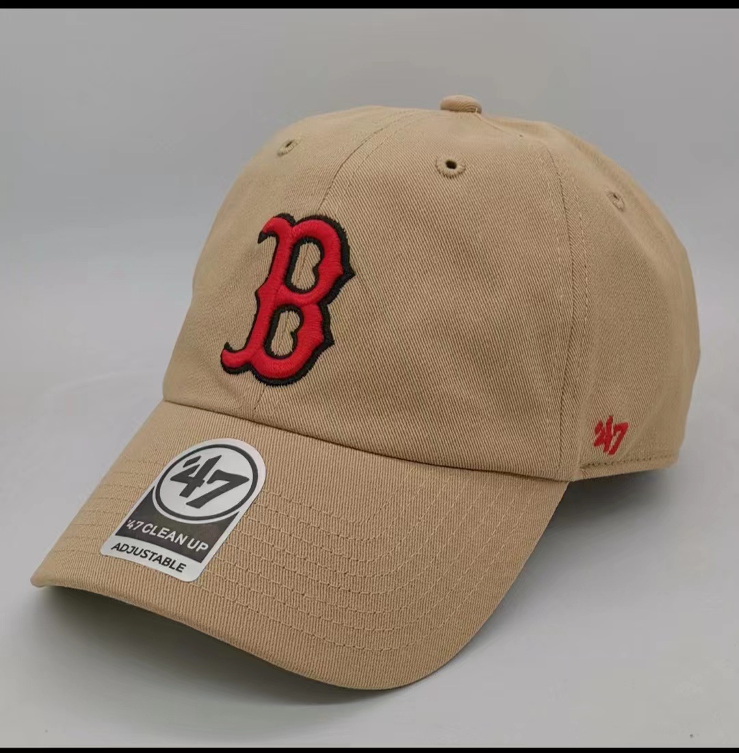 47brand棒球帽女夏天软顶大标b字母刺绣鸭舌帽ins弯檐帽男