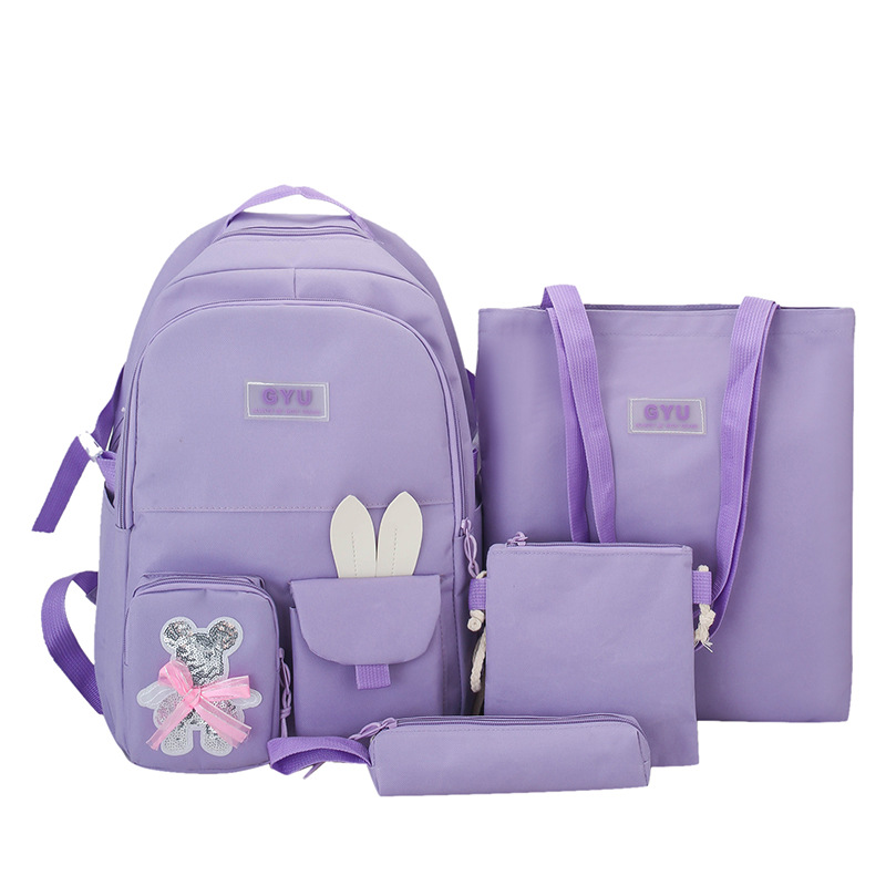 Four-Piece Schoolbag Wholesale Cute Cartoon Teenage Girl Backpack Female Junior High School Student Primary School Student Campus Backpack