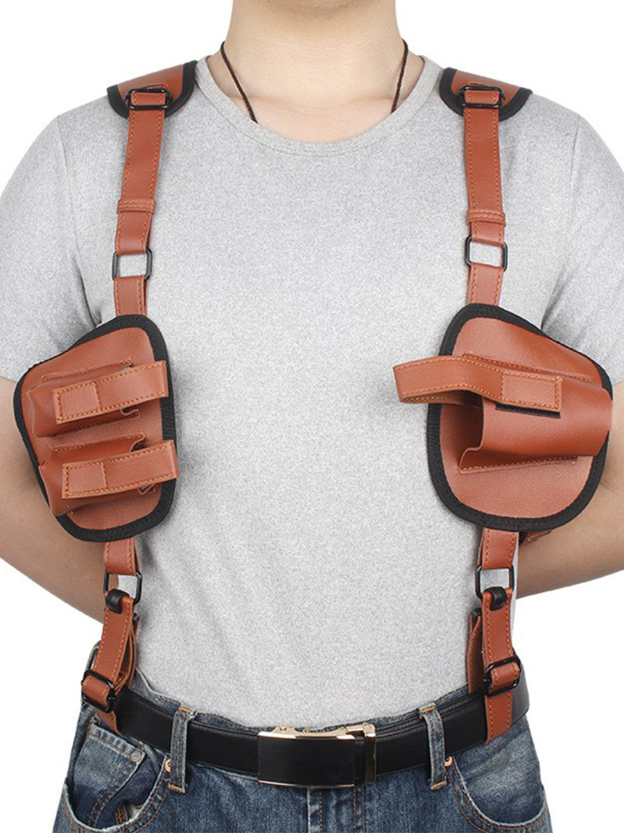 manba枪套双肩腋下户外战术枪包格洛克g17手枪套隐形快拔牛皮枪套