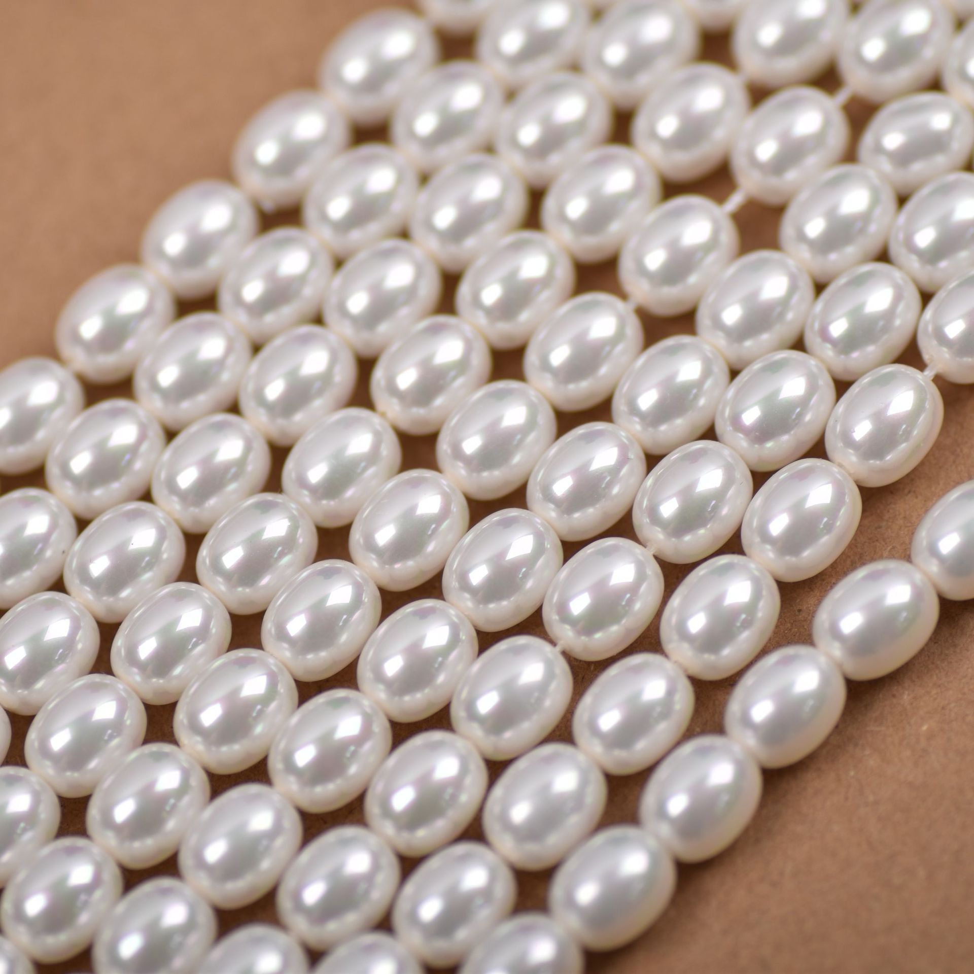 仿南洋贝壳珍珠 大颗粒白色椭圆形米珠diy饰品半成品项链手链配件