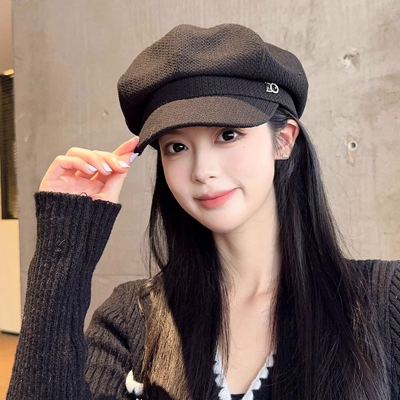 高级感新款网红贝雷帽女秋冬英伦复古防晒报童帽韩版洋气时尚甜美