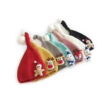跨境新款圣诞针织儿童帽子 亚马逊现货卡通图案针织保暖宝宝帽子