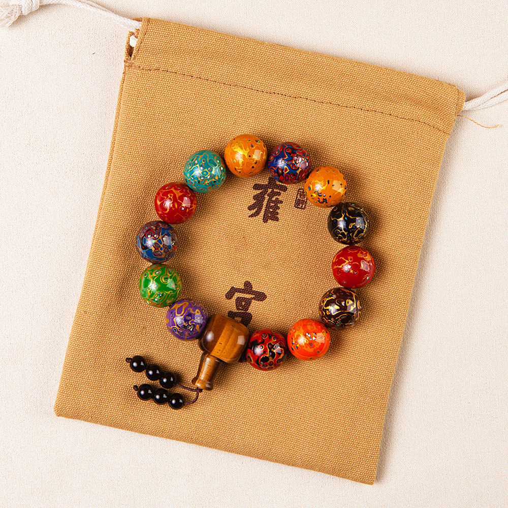 北京大漆手串盘珠吉祥如意手镯手链黑檀木佛珠转运情侣礼物AAAAAA