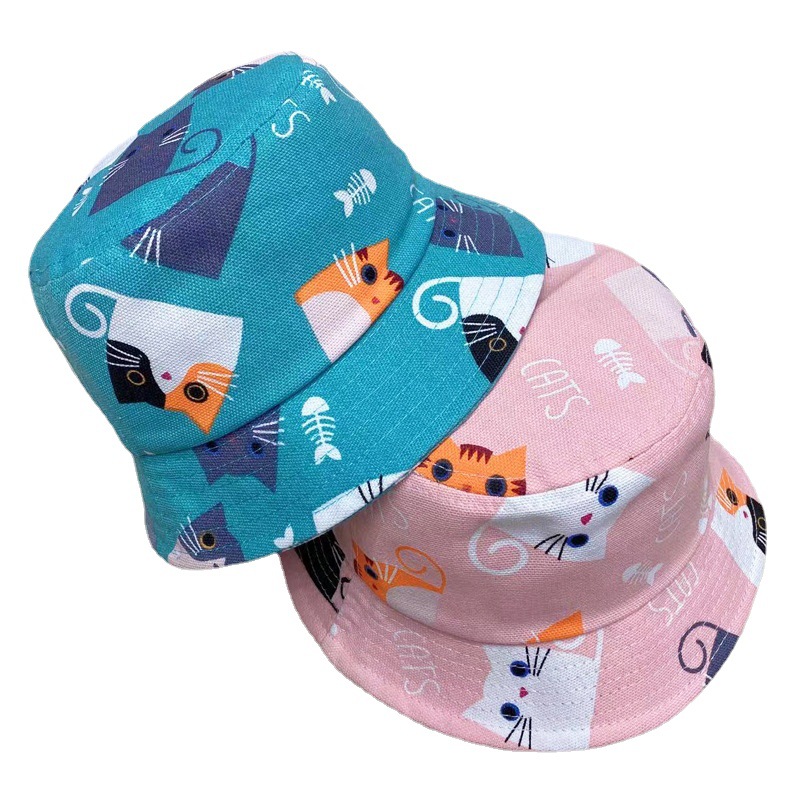 New Children's Cartoon Printed Bucket Hat Kids Cute Bucket Hat Outdoor Breathable Sun Hat Sun Protection Hat