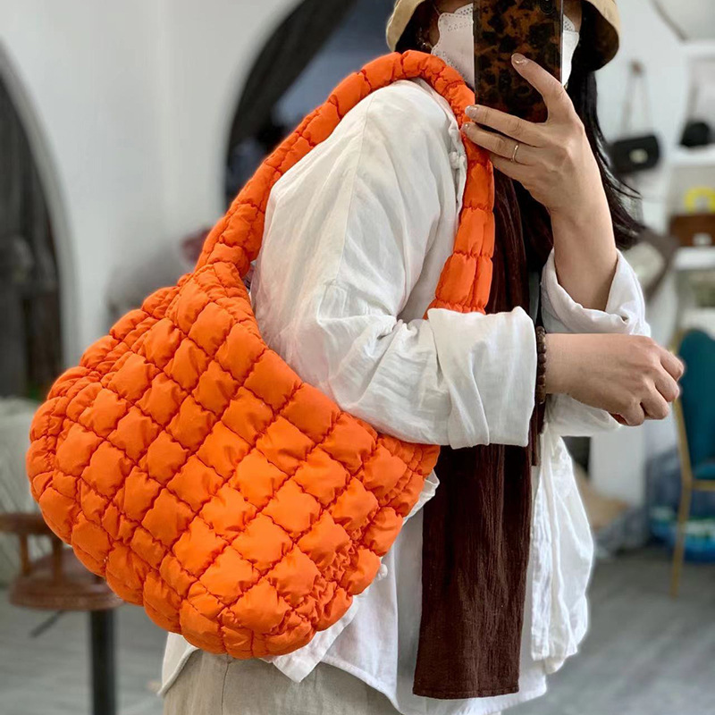 Cloud Bag Handbag Pleated Bubble Elastic Embroidery Underarm Bag Personality Design Shoulder Bag Trendy Western Style Women's Bag