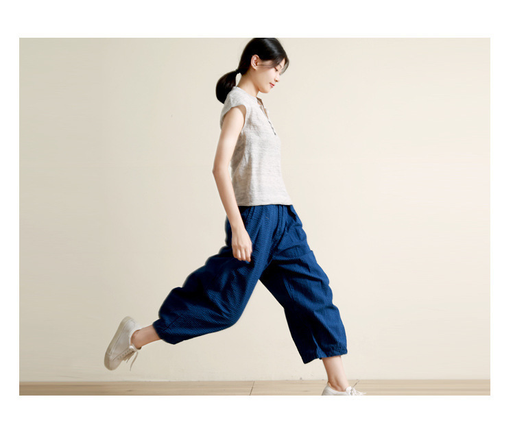 春夏季新款天丝亚麻清凉透气女v领文艺宽松短袖t恤针织衫详情26