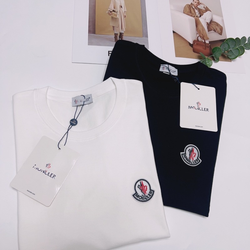 外贸原单夏季新款蒙口纯棉重磅t恤短袖男士商务徽章英伦潮上衣女