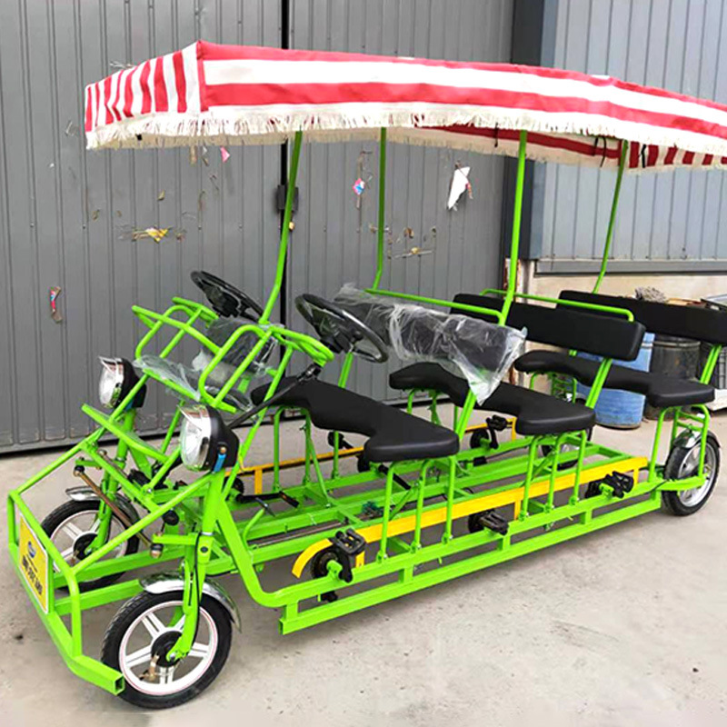 美尔诺景区户外旅游亲子六人多人观光四轮车公园儿童脚踏自行车