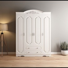 欧式衣柜四门简约现代五门经济型组装板式白色卧室六门木质大衣橱