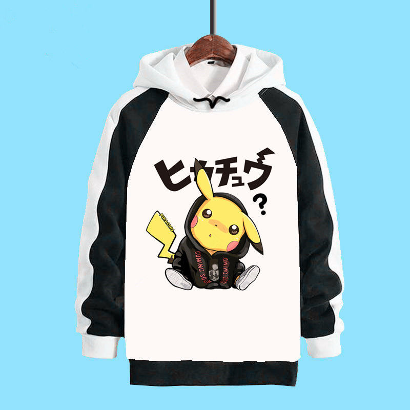 皮卡丘大侦探动漫卫衣连帽加绒休闲男女同款来图图片学生班服