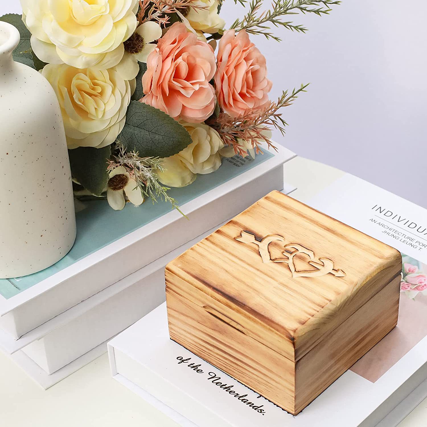 Wooden Ring Storage Box Wedding Ring Decorative Box Wooden Proposal Ring Decorative Box Ring Wooden Box Jewelry Box