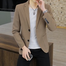 男士休闲长袖西服纯色韩版潮流帅气修身时尚小西装上衣