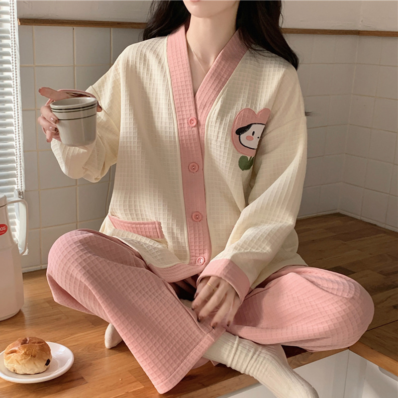 睡衣女秋冬季新款空气棉夹层加厚保暖甜美少女卡通可爱家居服套装