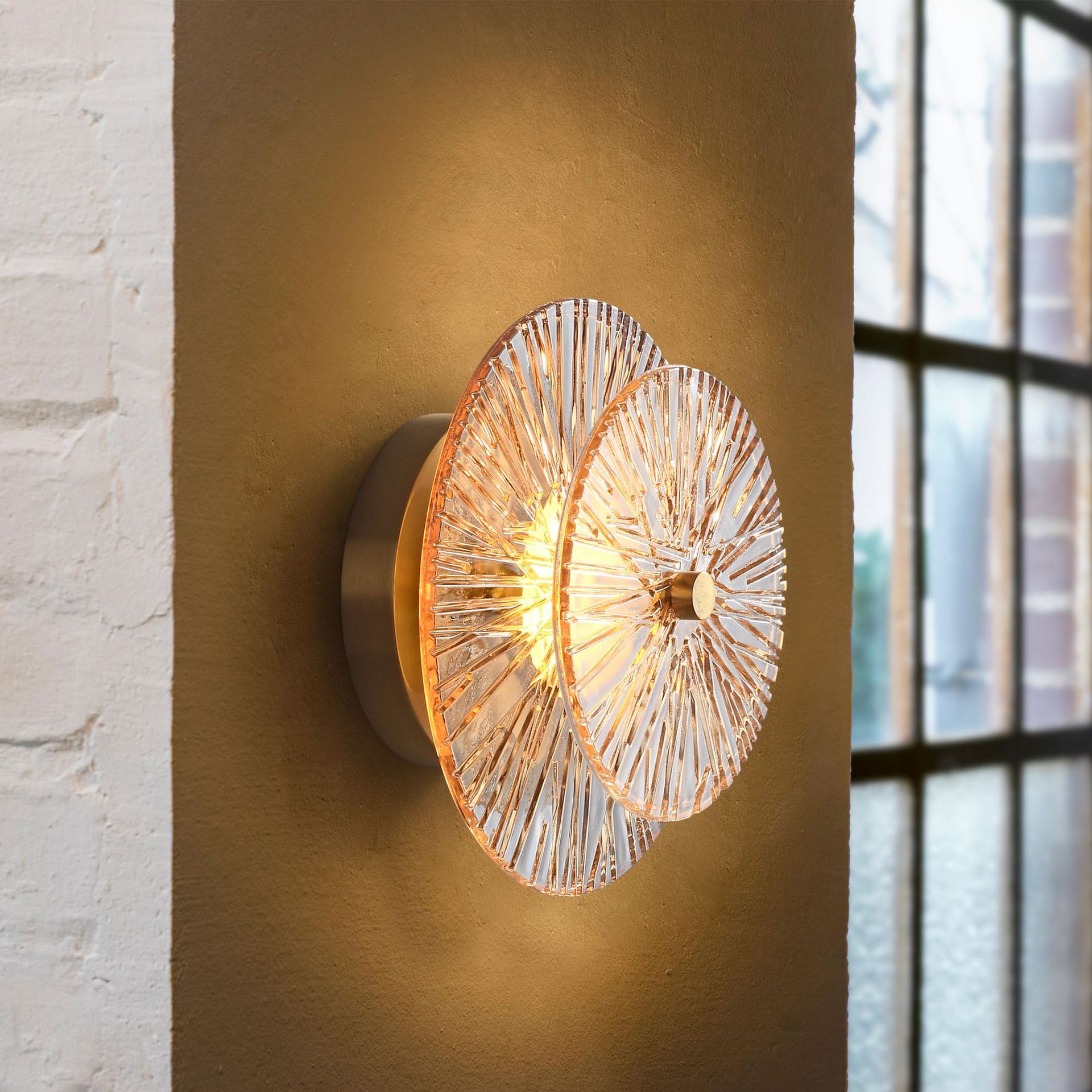 背景墙双层款玻璃树皮纹装饰壁灯全铜创意简约客厅床头壁画组合灯