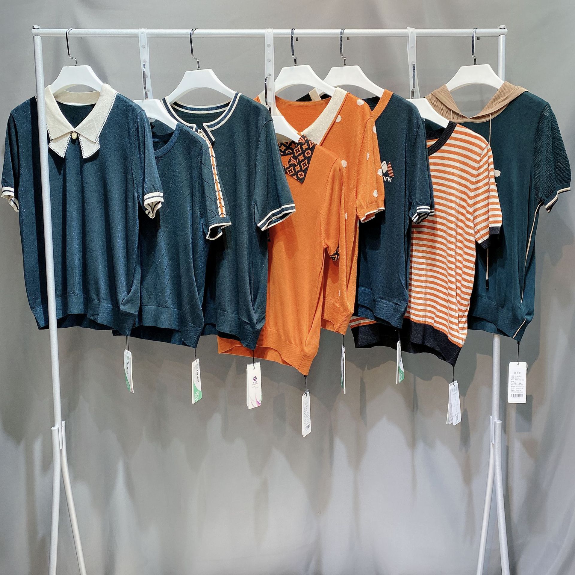 广州东莞女装折扣品牌尾货批发丝衣菲2022天丝针织衫长袖套头毛衣