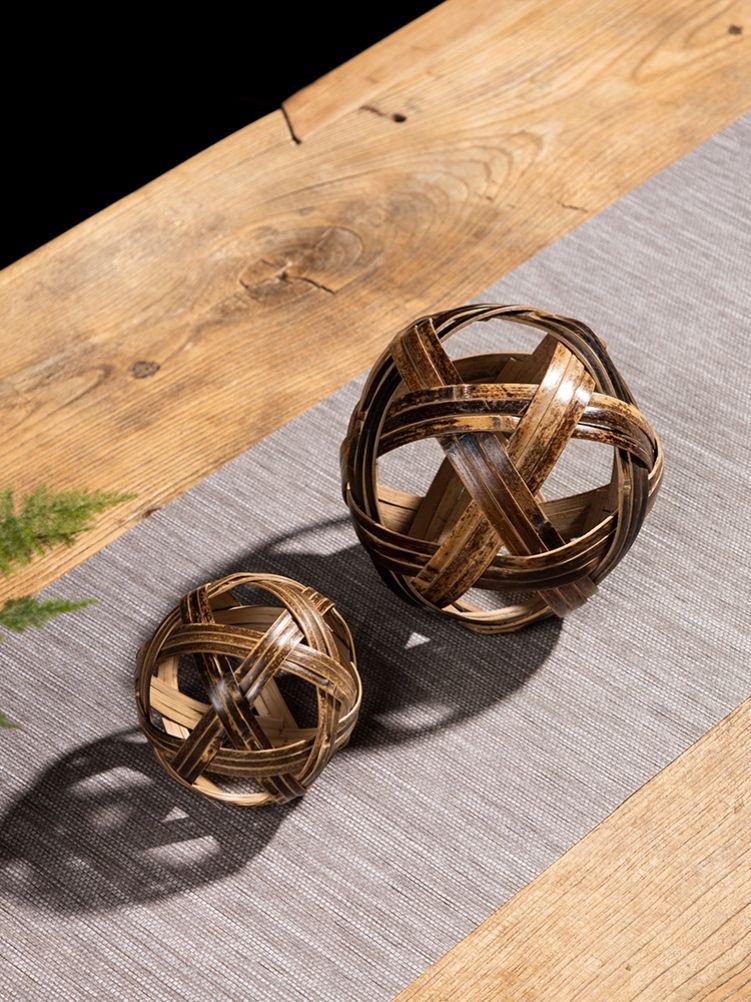 手工编织蹴鞠球古代天然藤球竹篾绣球道具装饰制作工艺品足球缅甸