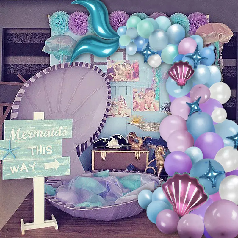 Mermaid Balloon Garland Arch Mermaid Theme Birthday Party Decoration Supplies Little Mermaid Gas under the Sea