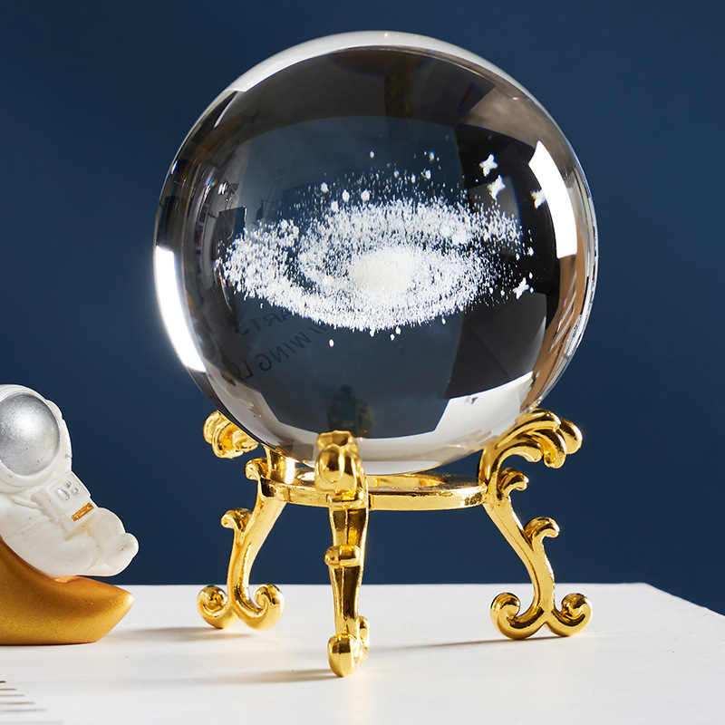 3d内雕水晶球创意桌面摆件小礼品太空宇宙月球银河系礼品生日礼物
