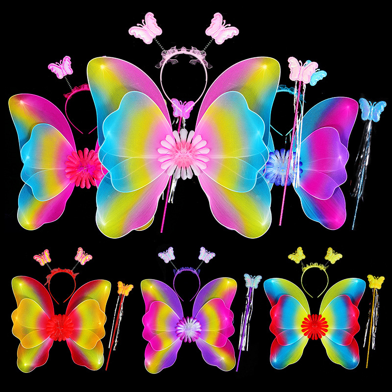 小女孩背的儿童天使蝴蝶翅膀女童背饰道具配饰仙女公主魔法棒裙子