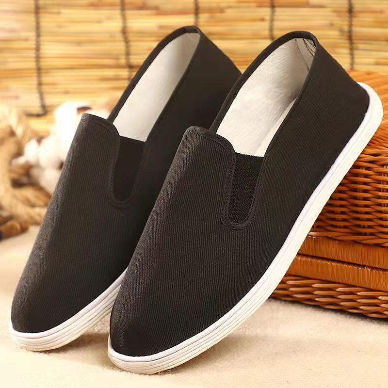 Old Beijing Handmade Pure Cloth Shoes Thick Soft Soled Strong Cloth Soles Home Casual Shoes Slip-on Men's Breathable Shoes